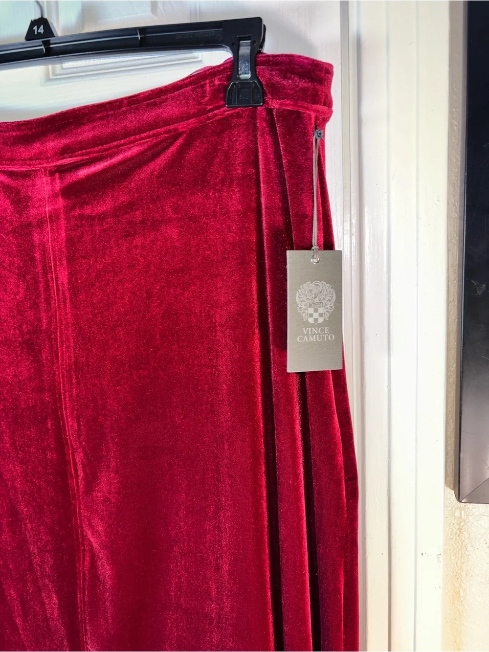NWT Vince Camuto Velvet Maxi Skirt in Deep Red L and XL